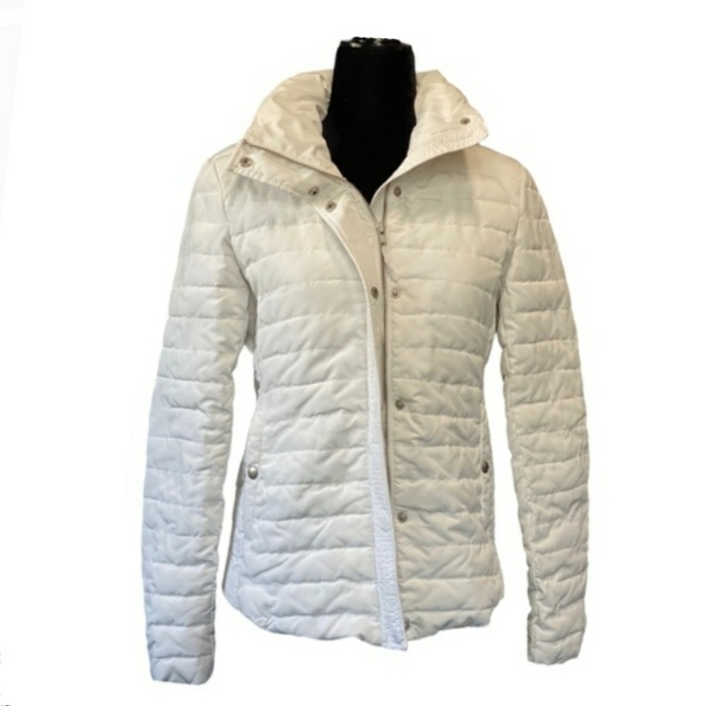 Loft White Lightweight Quilted Puffer Coat